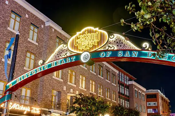 san diego best iconic Gaslamp area on a weekday evening in San Diego