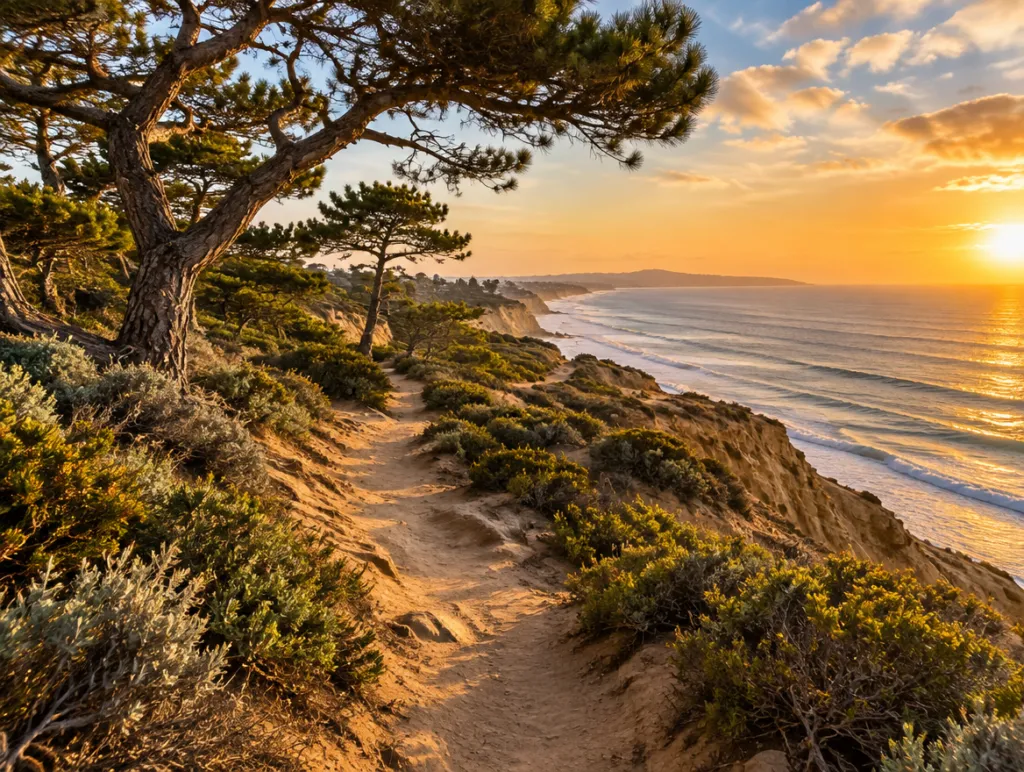 Coastal hiking trail above the Pacific in San Diego
