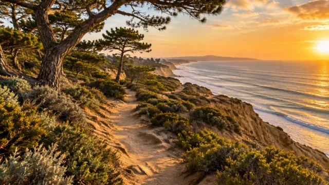 Coastal hiking trail above the Pacific in San Diego