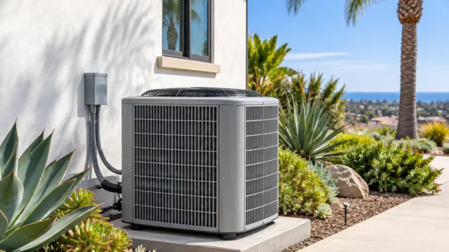 Air conditioning unit beside a San Diego home