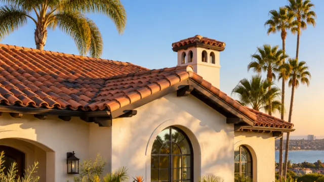Clay tile roof on a San Diego home