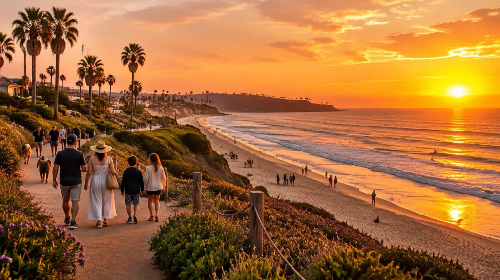 Free things to do in San Diego: coastal walk at sunset