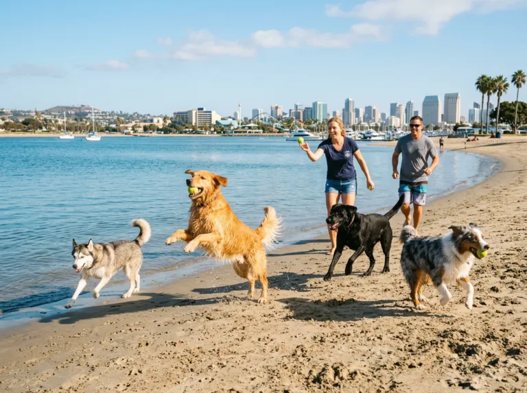 Dogs off-leash at Fiesta Island
