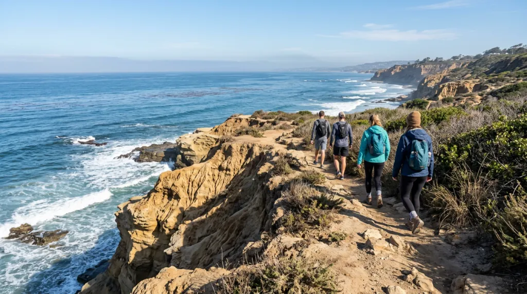 Coastal hiking trail in San Diego in fall
