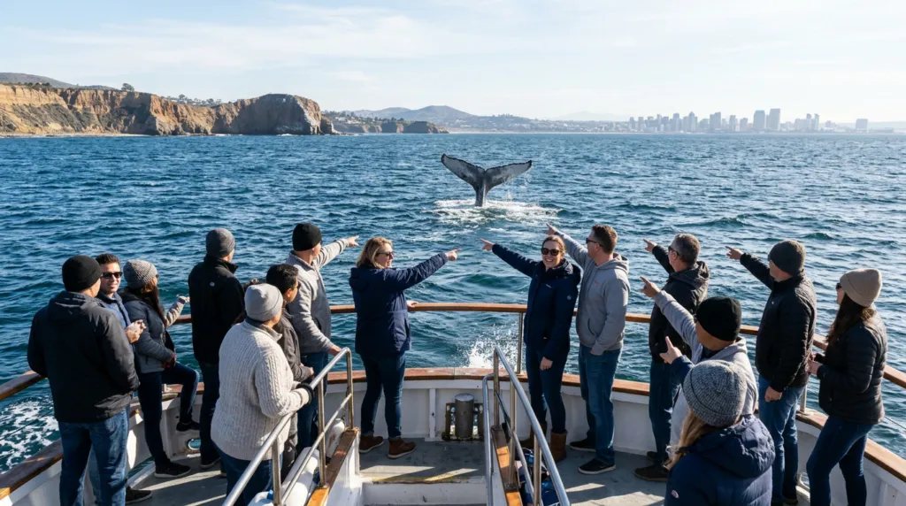 Whale watching boat tour in San Diego