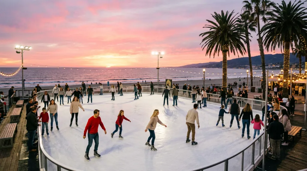 Outdoor ice skating by the beach in San Diego