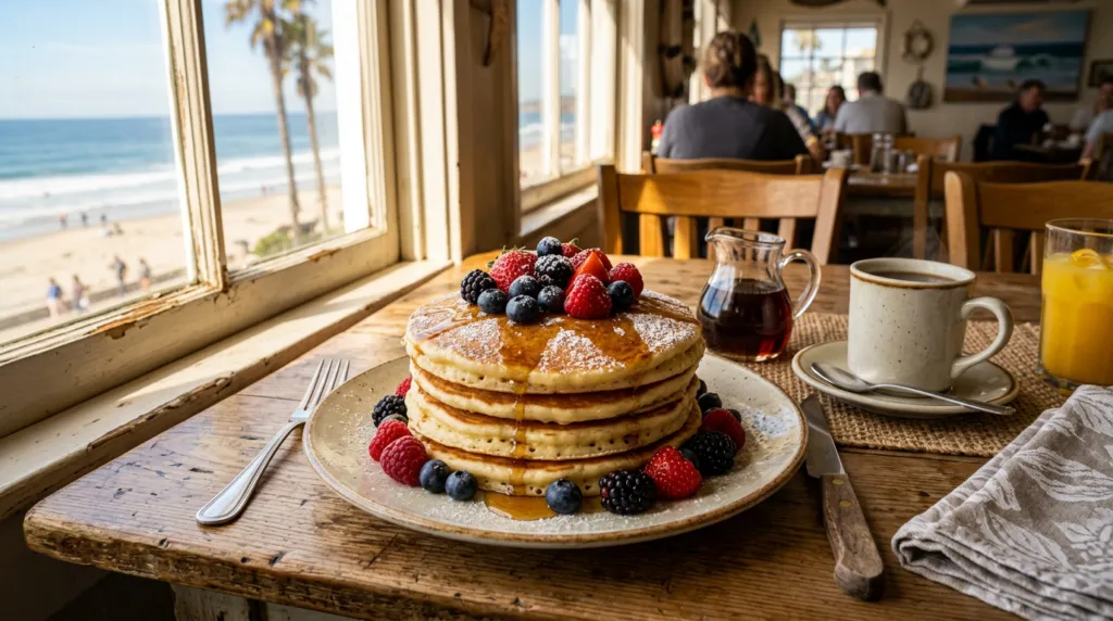 Pancakes at a San Diego beach cafe