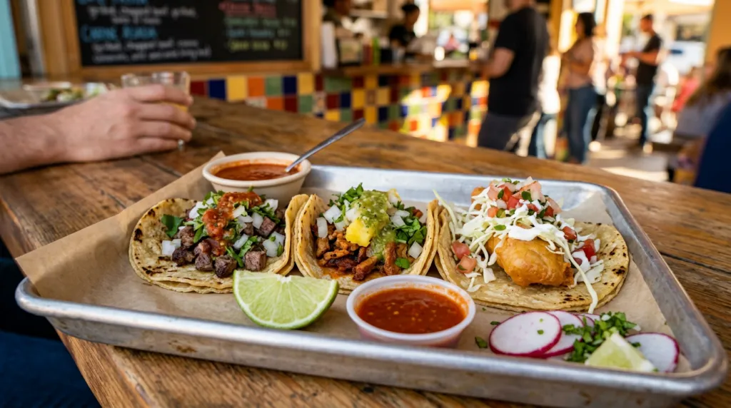 Street tacos at a San Diego taco shop