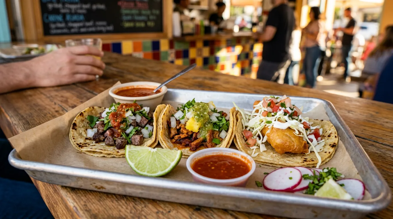 Street tacos at a San Diego taco shop